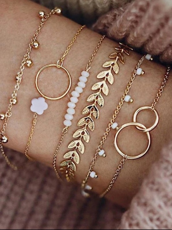 Jewelry - Stack Gold White Layered Bracelet Set Elegant Women’s Jewelry 6pc lot bohemian